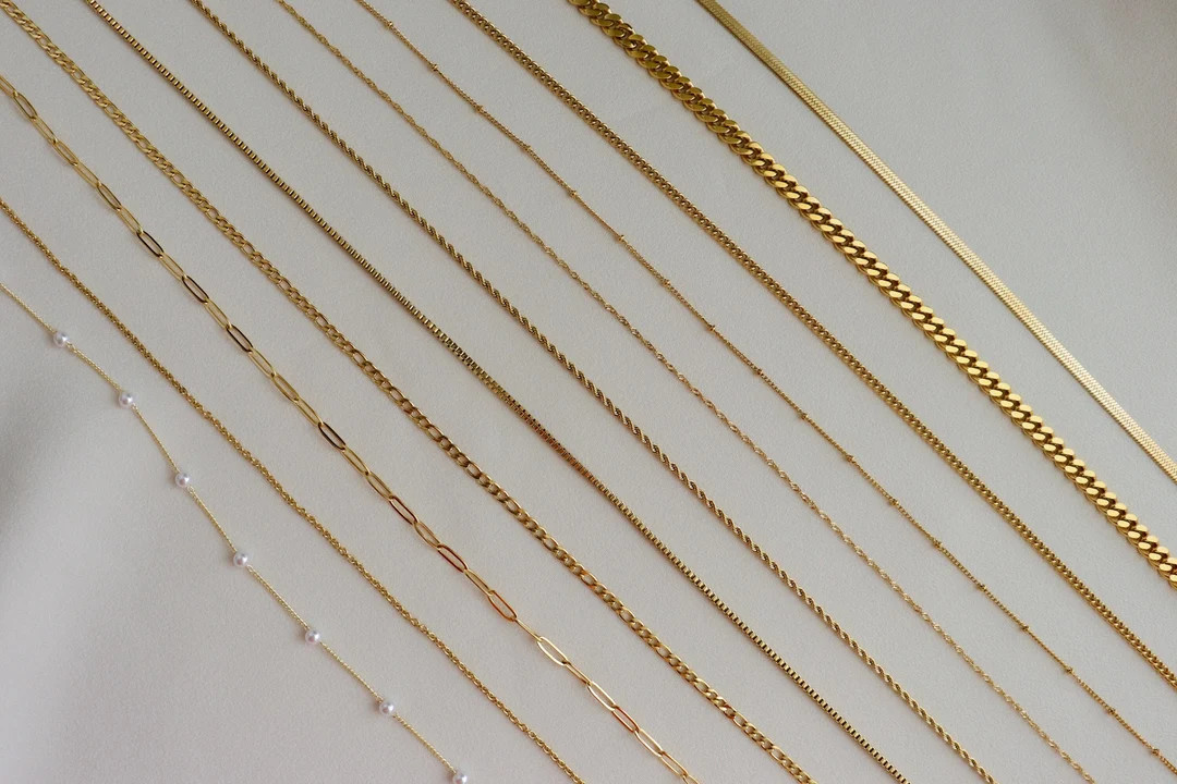Gold FILLED Necklace Herringbone Rope Chain Freshwater Pearl Chain Curby Chain, WATERPROOF Gold N... | Etsy (US)