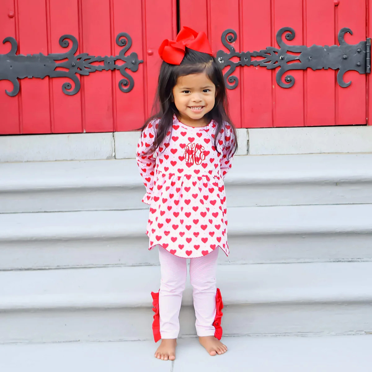 Heart & Daisy Print Scalloped Legging Set | Classic Whimsy