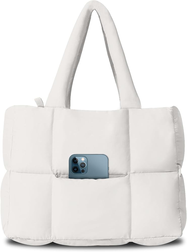 NAARIIAN Puffer Tote Bag for Women, Lightweight Quilted Puffy Shoulder Handbag with Adjustable Sh... | Amazon (US)