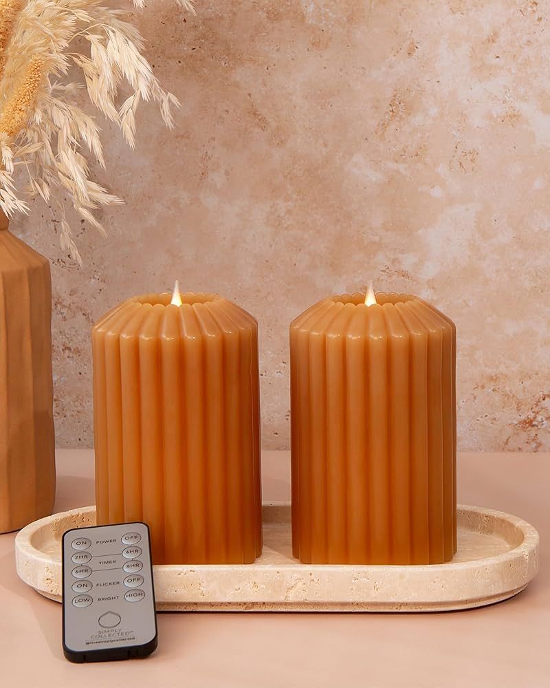 Flickering Flameless Candles with Remote 2PK - Battery Operated 3D Moving Flame with Timer, LED C... | Amazon (US)