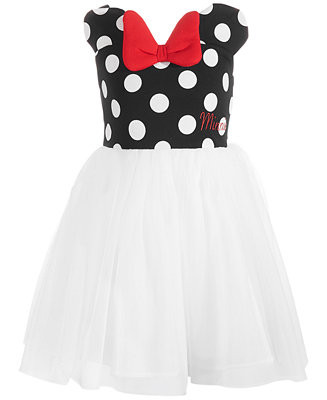 Little Girls Minnie Mouse Polka Dot & Mesh Dress | Macy's