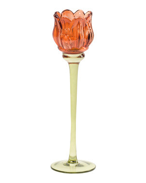 10.5in Glass Figural Tulip Taper Candle Holder | Furniture & Lighting | Marshalls | Marshalls