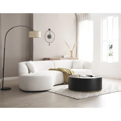 Luxury Curved Living Room With Chaise, 2 , Boucle Fabric, Left Hand Facing Sectional, White, 3 Furniture Modern Style, | Wayfair North America