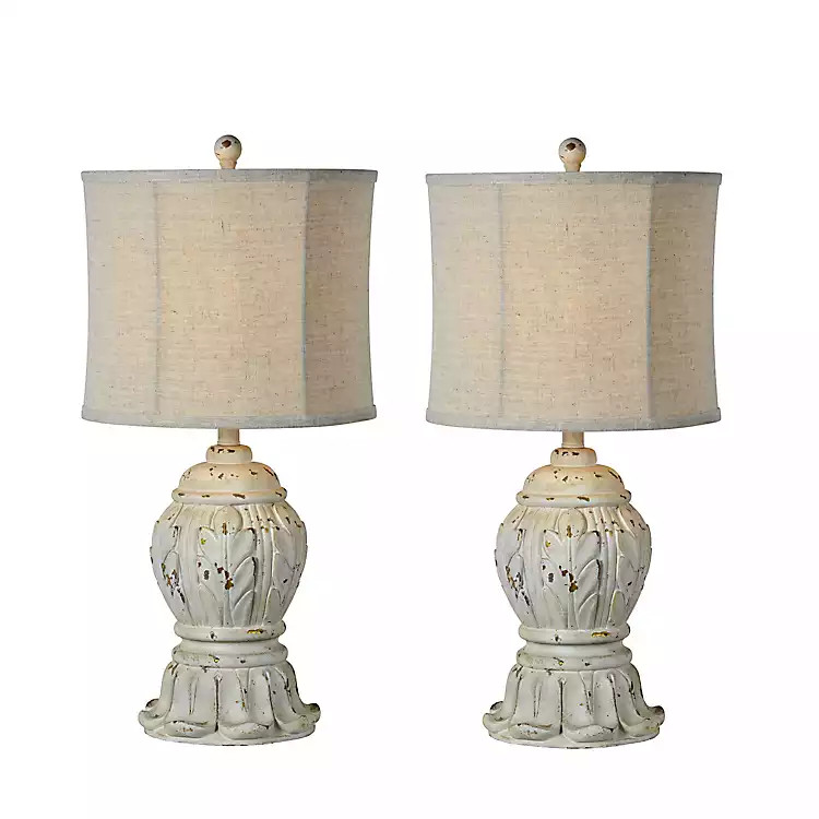 Antique Ivory Distressed Table Lamps, Set of 2 | Kirkland's Home