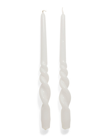 Made In Italy Set Of 2 11in Lacquered Tall Twisted Taper Candles | TJ Maxx