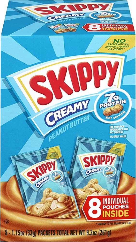 SKIPPY Creamy Peanut Butter Individual Squeeze Packs, 9.2 Ounce, (8 Pouches, Pack of 8) | Amazon (US)