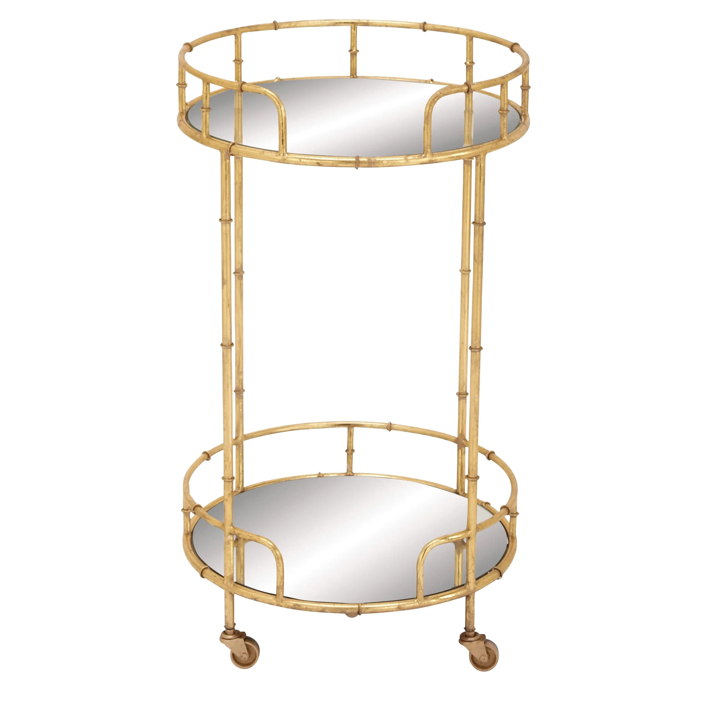 DecMode 31" x 18" Gold Metal Traditional Bar Cart | Walmart (US)