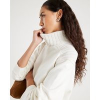 River Island Cream Roll Neck Hybrid Knit Sweatshirt | River Island UK & IE