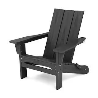 JEAREY Black Classic Folding HDPE Plastic Adirondack Chair HQZDY-BK - The Home Depot | The Home Depot