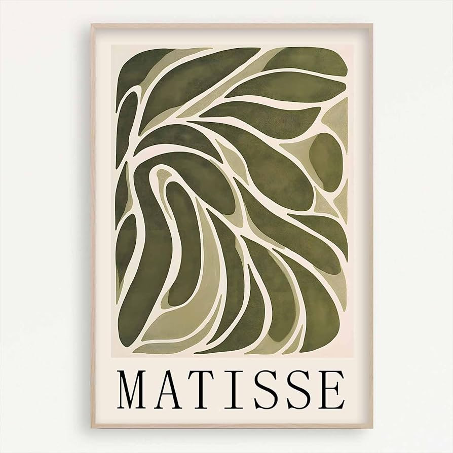 Matisse Wall Art Boho Green Minimalist Painting Watercolor Botanical Poster Green and Beige Print... | Amazon (US)