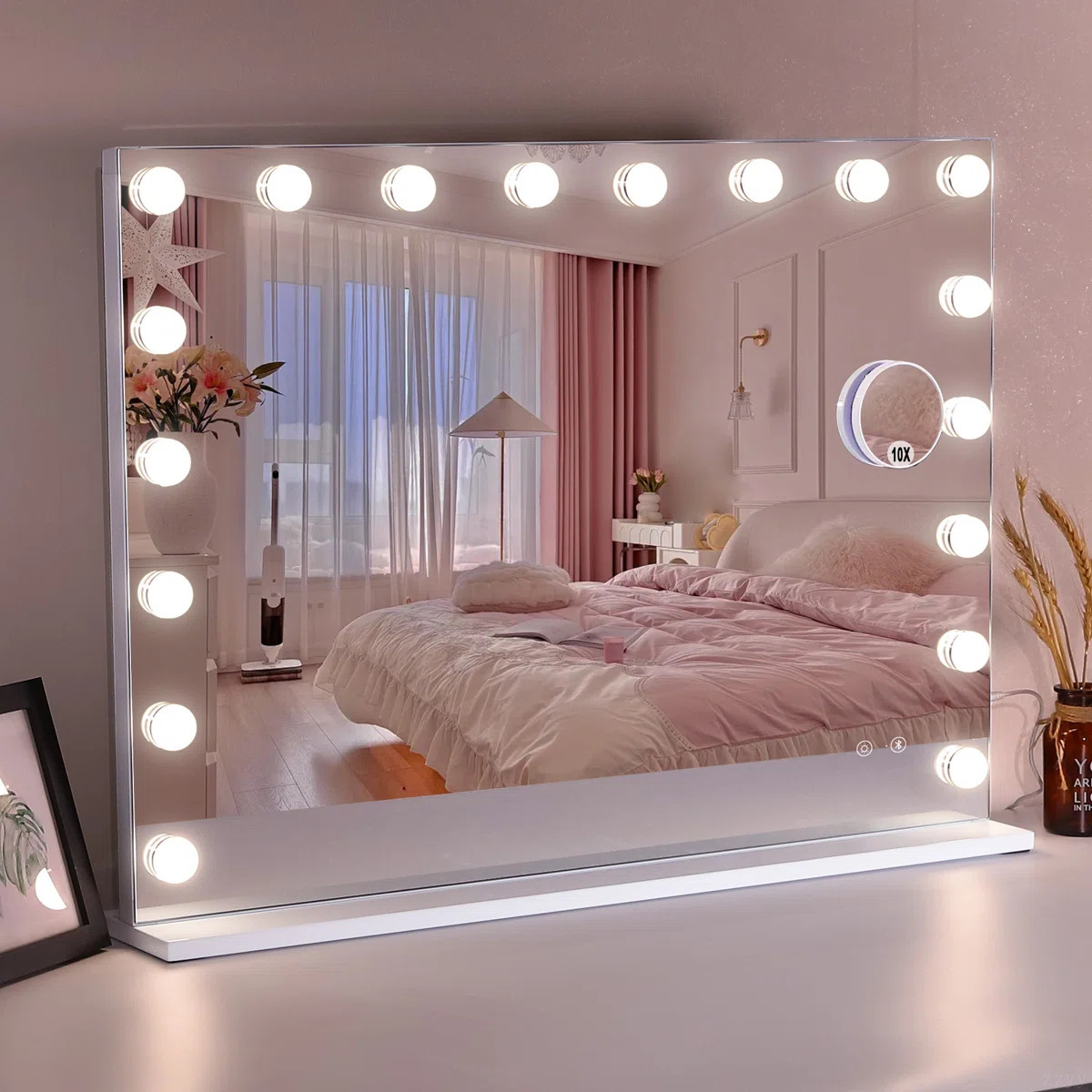 Vanity Mirror With Lights 31.5" X 22.8" USB Charging Lighted Makeup Mirror With 18 LED Dimmable B... | Wayfair North America