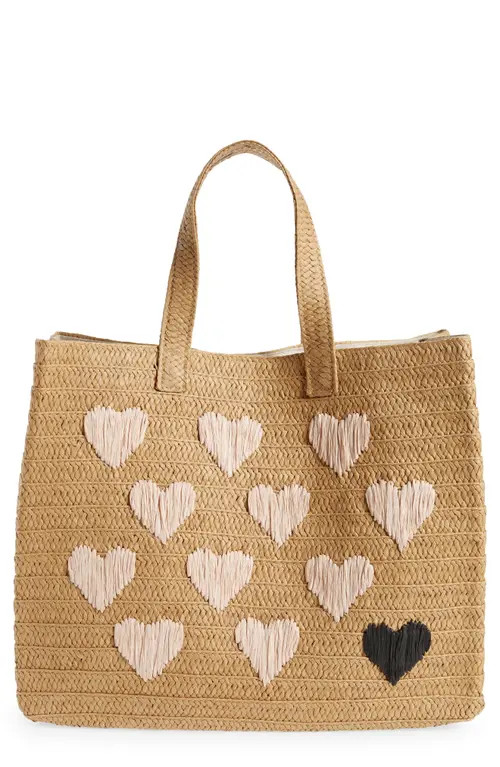 btb Los Angeles Be Mine Straw Tote in Sand/Dusty at Nordstrom | Nordstrom