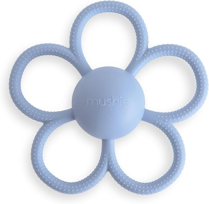 mushie Silicone Baby Daisy Rattle Teether Toy (Faded Denim) | Amazon (US)