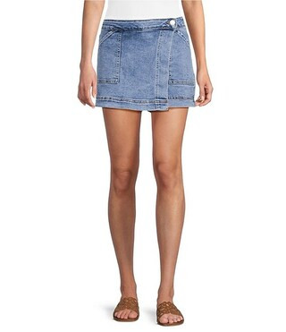 Stevie Jeans Wrapped Denim Skort | Dillard's