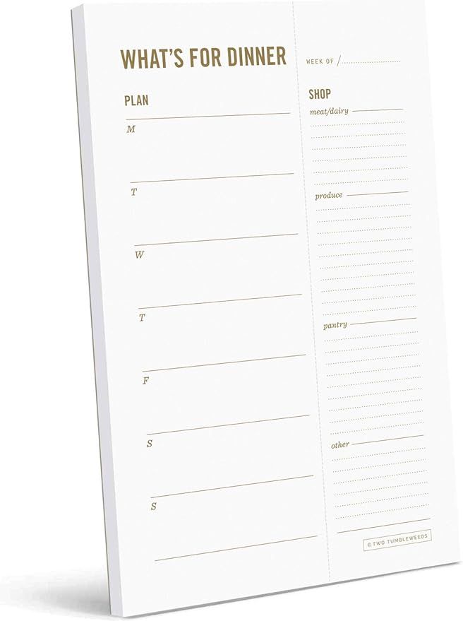 Two Tumbleweeds Meal Planning Notepad - "What's for Dinner?" Weekly Meal Planner and Grocery List... | Amazon (US)