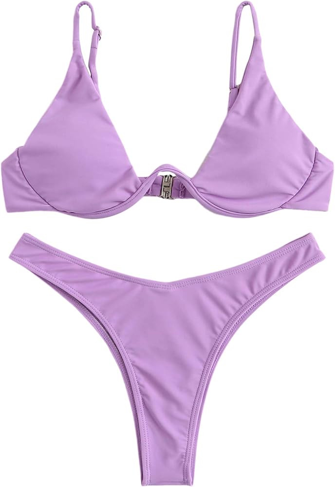 Verdusa Women's Sexy Triangle Bathing Two Pieces Swimsuit Bikini Set | Amazon (US)