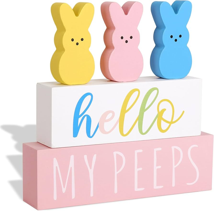 Easter Decorations for The Home: 5 pcs Bunny Wooden Table Centerpiece Signs, Cute Easter Decor Pe... | Amazon (US)