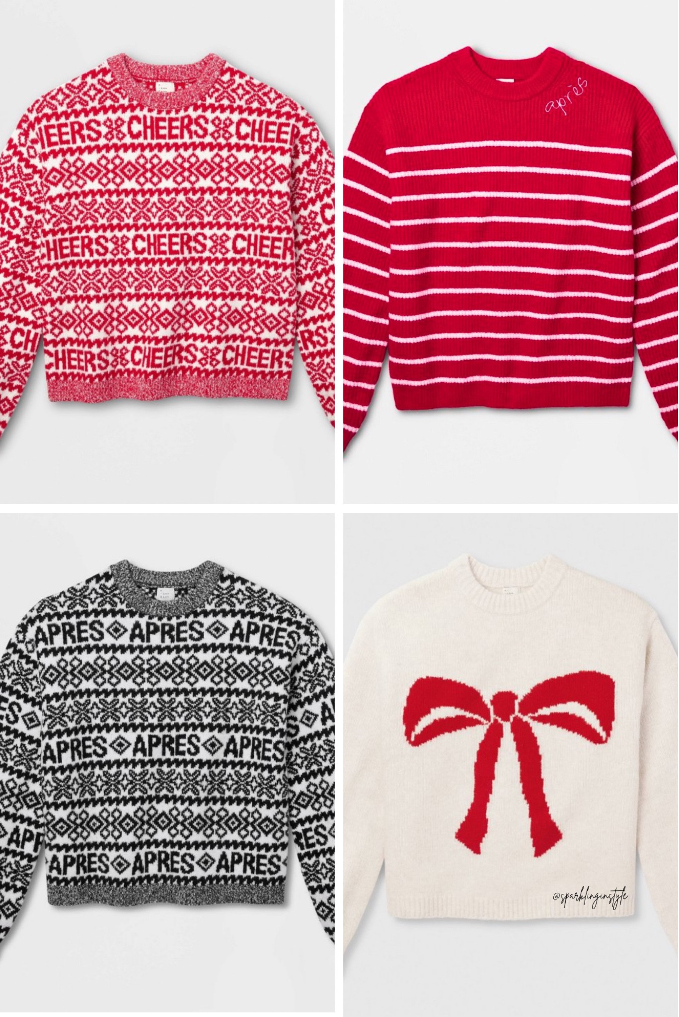 Christmas sweaters #cheers #apres #bow #holidayoutfit #christmassweater #christmasparty #warmsweater 

#LTKFindsUnder50 #LTKHoliday #LTKSeasonal