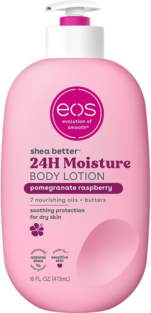 eos Shea Better Body Lotion Pomegranate Raspberry, 24-Hour Moisture Skin Care, Lightweight & Non-... | Amazon (US)