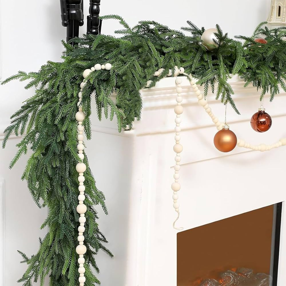 6 Ft Christmas Norfolk Pine Garland - Dense Norfolk Pine Realistic Touch Garland,Artificial Green... | Amazon (US)