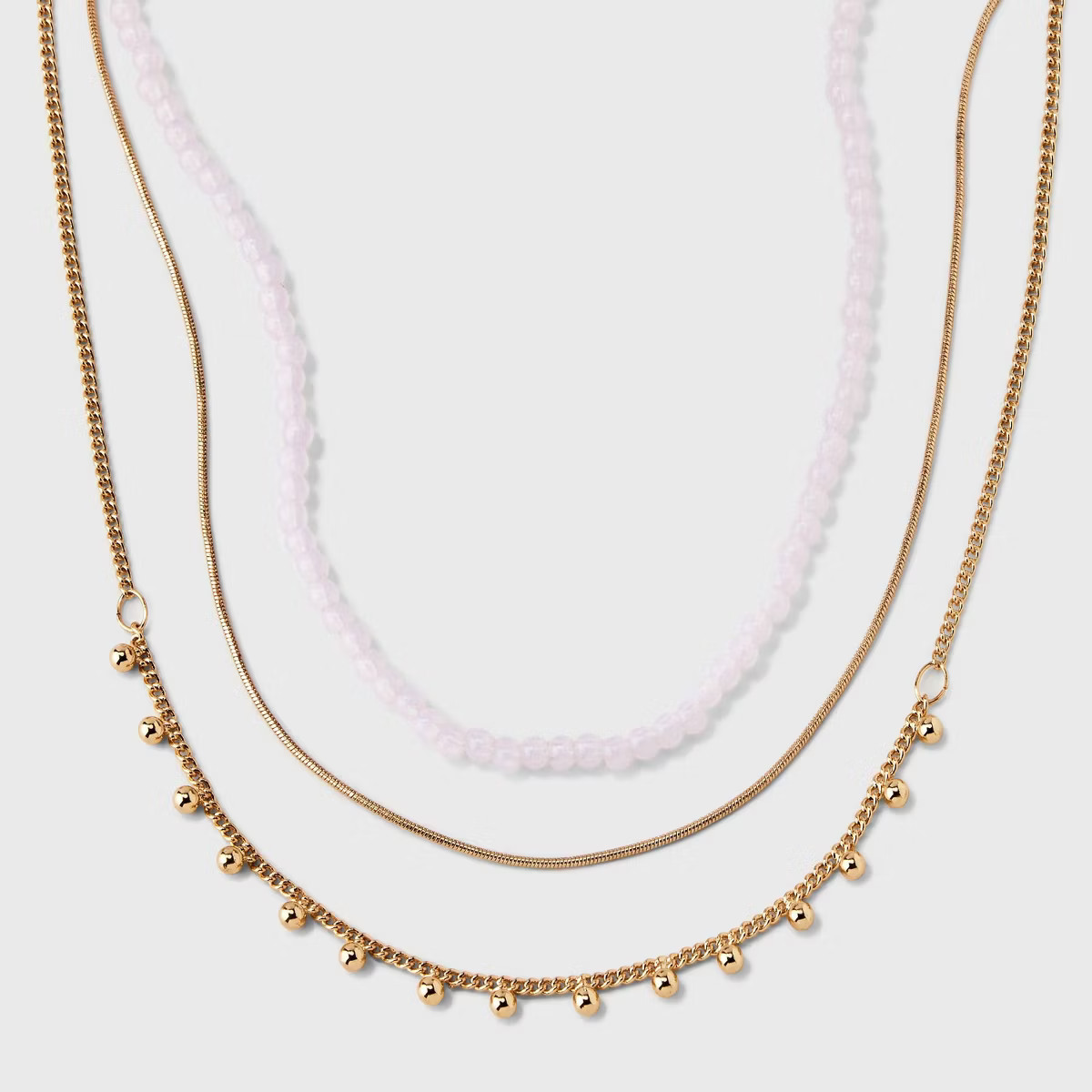 Pink Seedbead and Station Necklace Set 3pc - Universal Thread™ Gold | Target