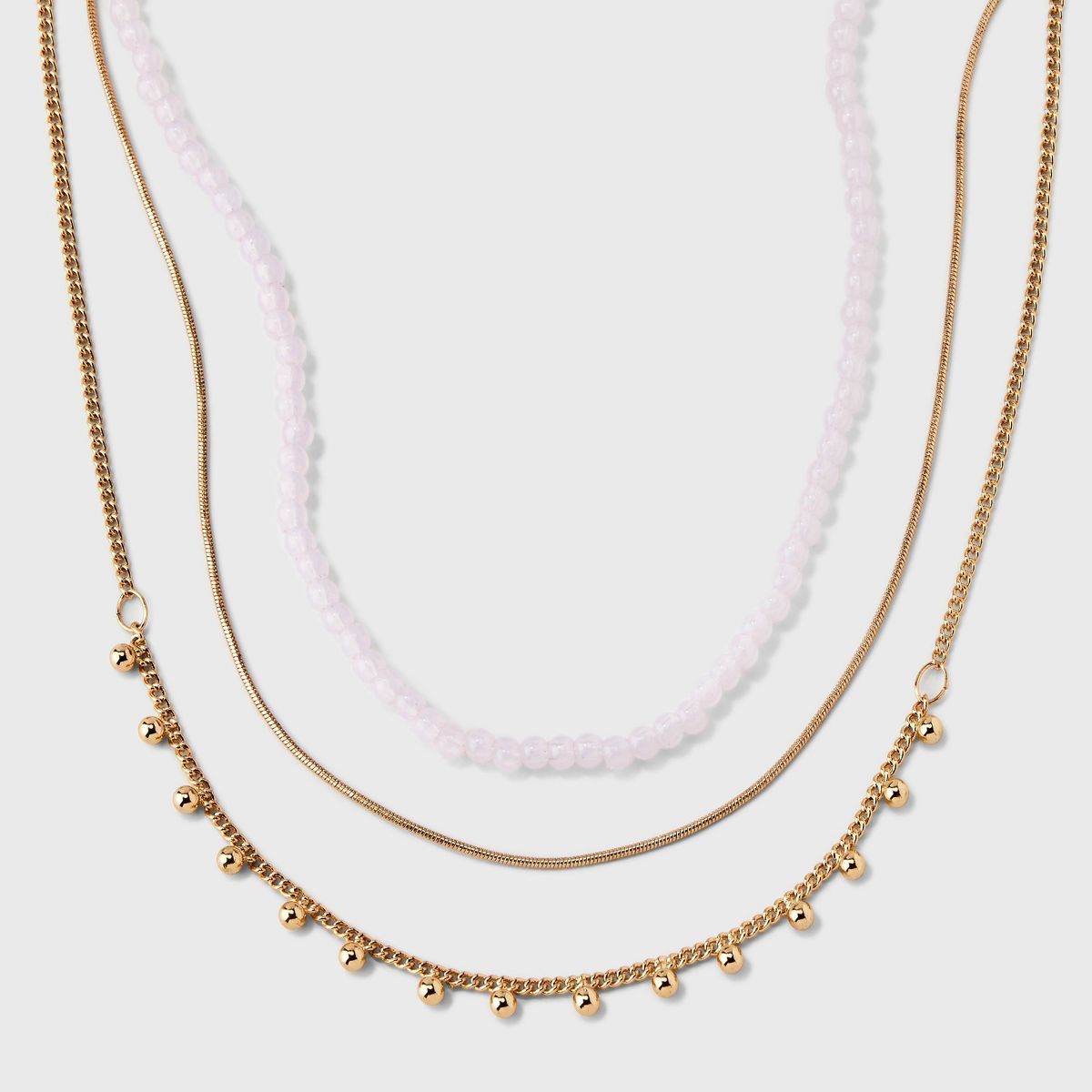 Pink Seedbead and Station Necklace Set 3pc - Universal Thread™ Gold | Target