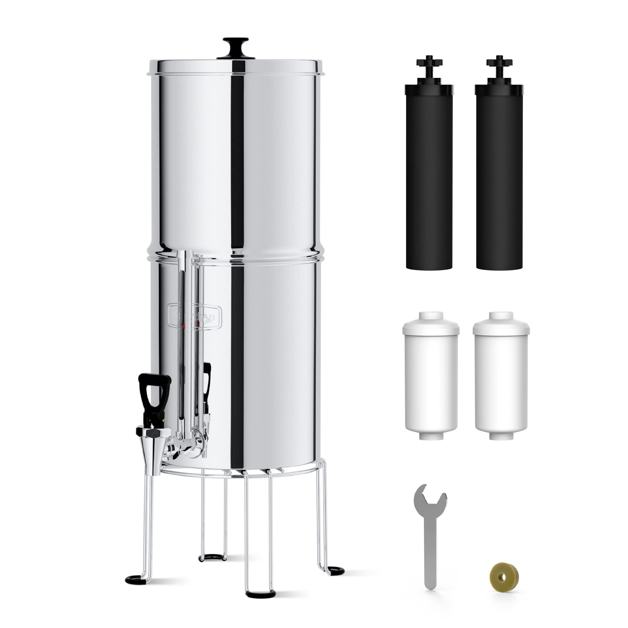 Waterdrop Gravity-fed Water Filter System, 2.25G Stainless-Steel System with 4 Filters, Metal Water Level Spigot and Stand, NSF/ANSI 42&372 Standard, Reduces Chlorine-King Tank for Emergencies | Amazon (US)