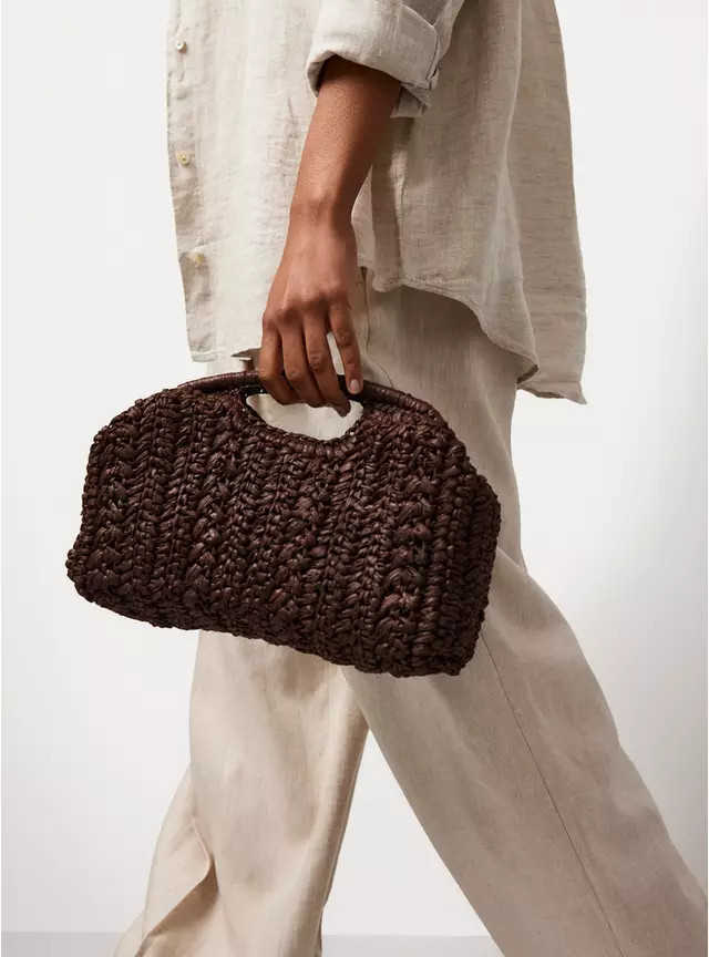 Brown Straw Weave Clutch Bag One Size | Tu Clothing