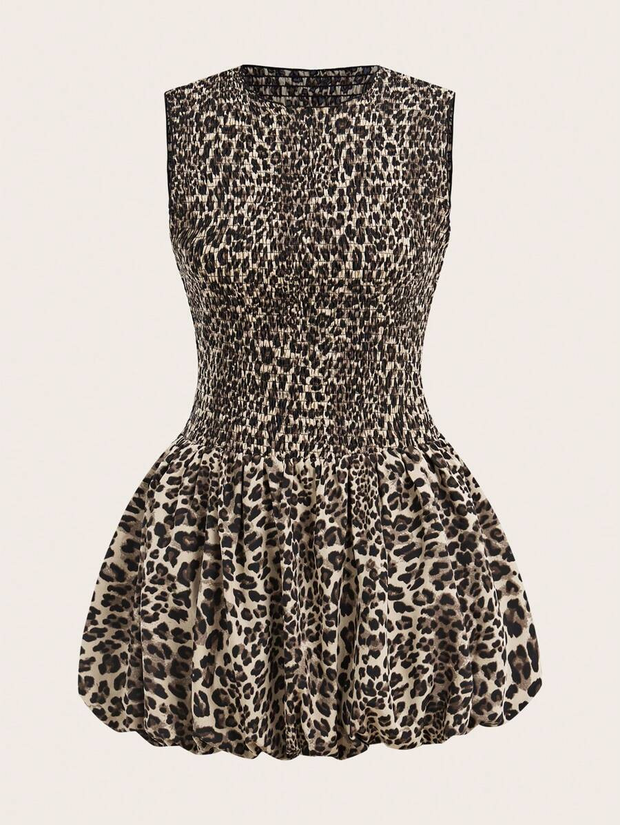 SHEIN EZwear Summer Vacation Tight-Fitting Leopard Print Bud Mini Dress | SHEIN