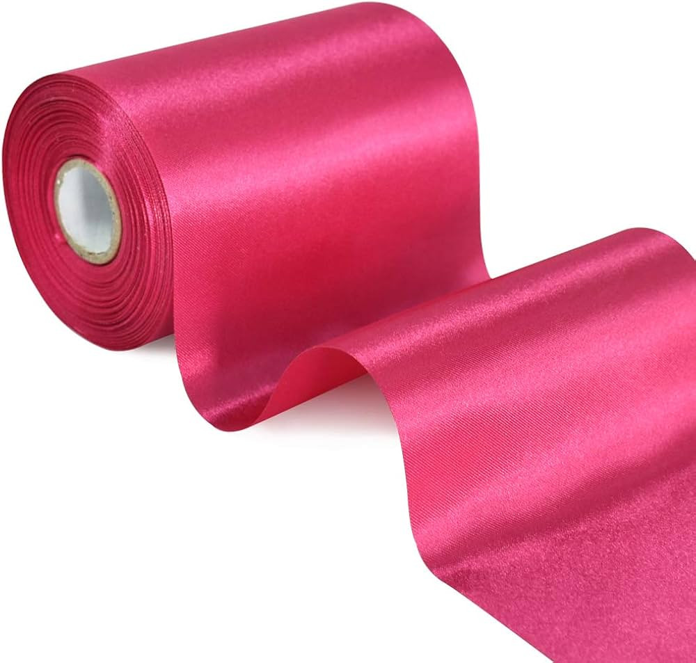 TONIFUL Pink Wide Satin Ribbon, 10 cm x 23 m, Coloured Fabric Ribbon for Gift Wrapping, Ribbon-cu... | Amazon (DE)