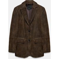 Zara - 100% Suede Leather Blazer Zw Collection Limited Edition - Brown - S - Woman | Zara US