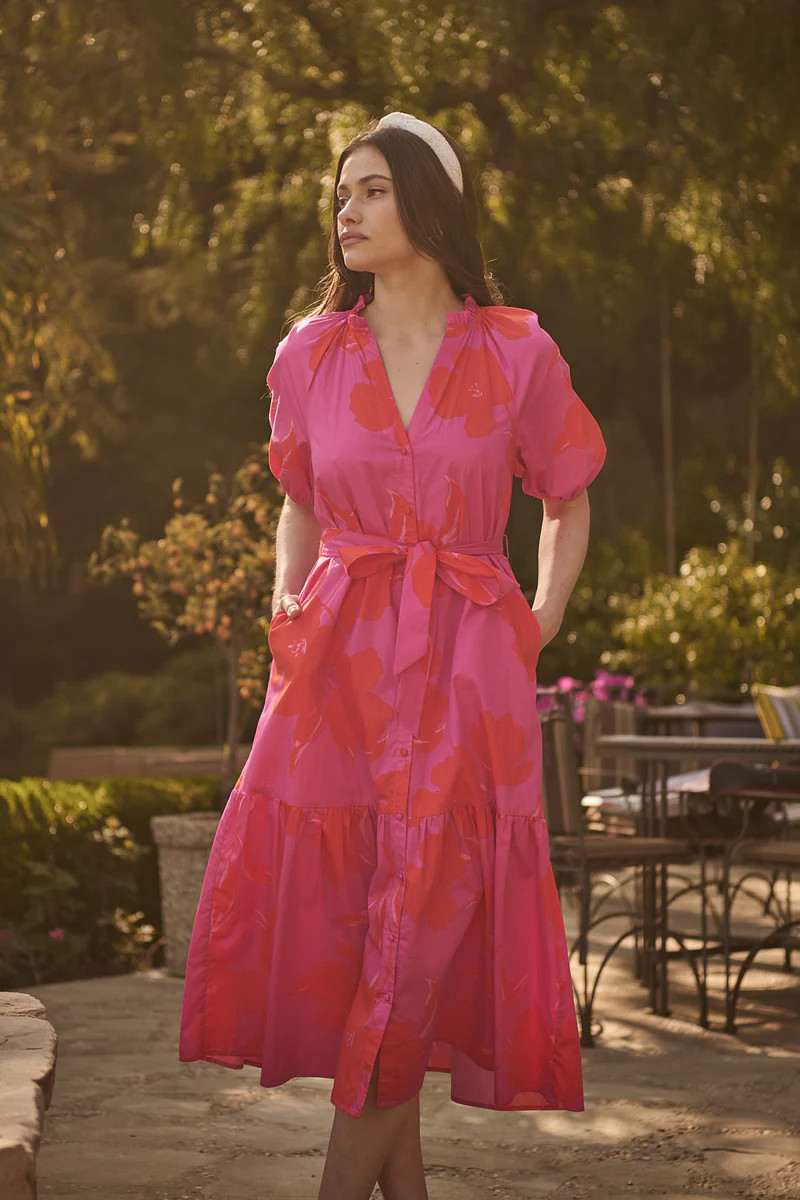 Aurea Floral Wynette Tiered Midi Dress | Sugarlips