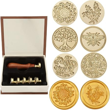 Wax Seal Stamp Set,Yoption 6 Pieces Plant Series Sealing Wax Stamp Heads + 1 Wooden Hilt, Vintage... | Amazon (US)