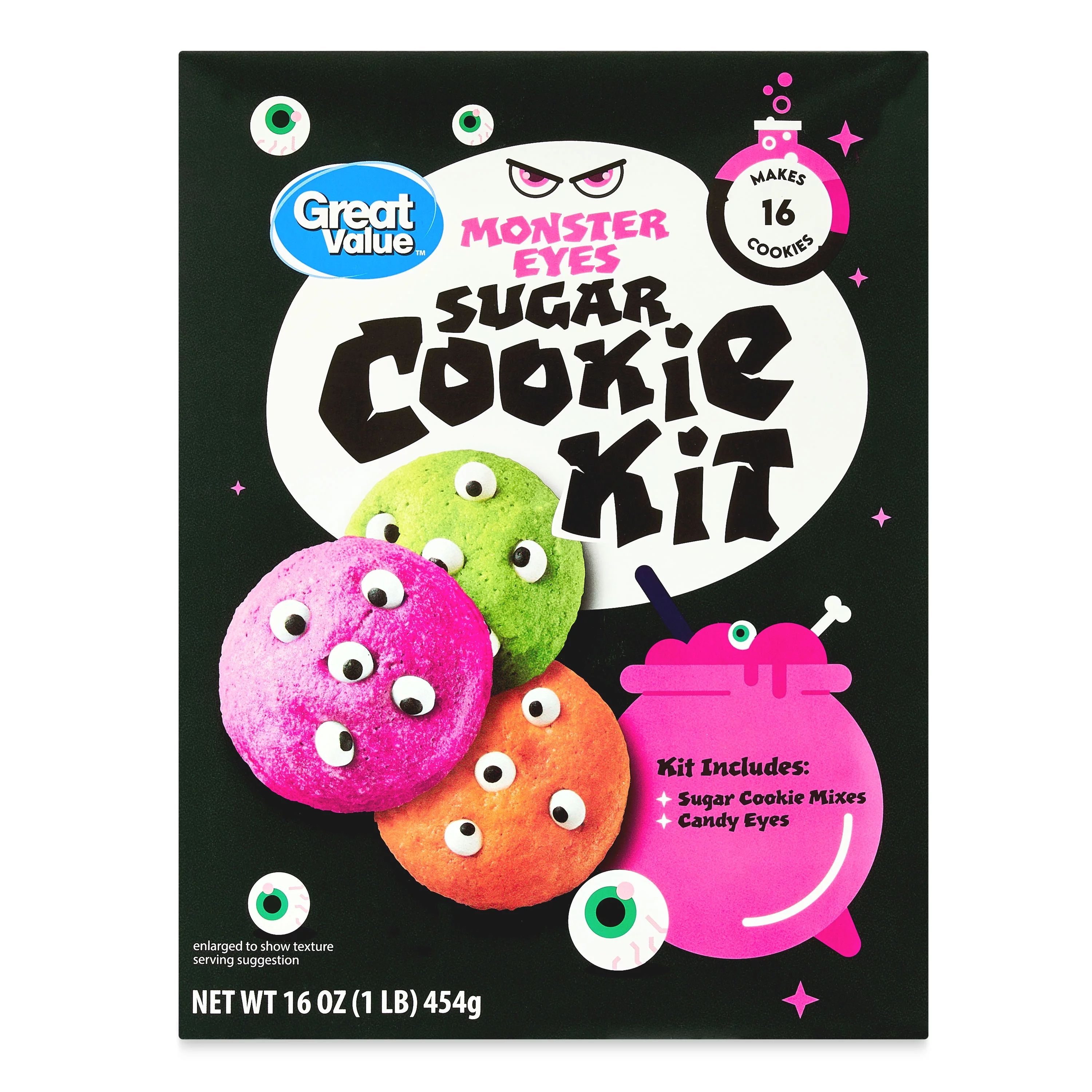 Great Value Monster Eyes Sugar Cookie Kit, 16 oz - Walmart.com | Walmart (US)