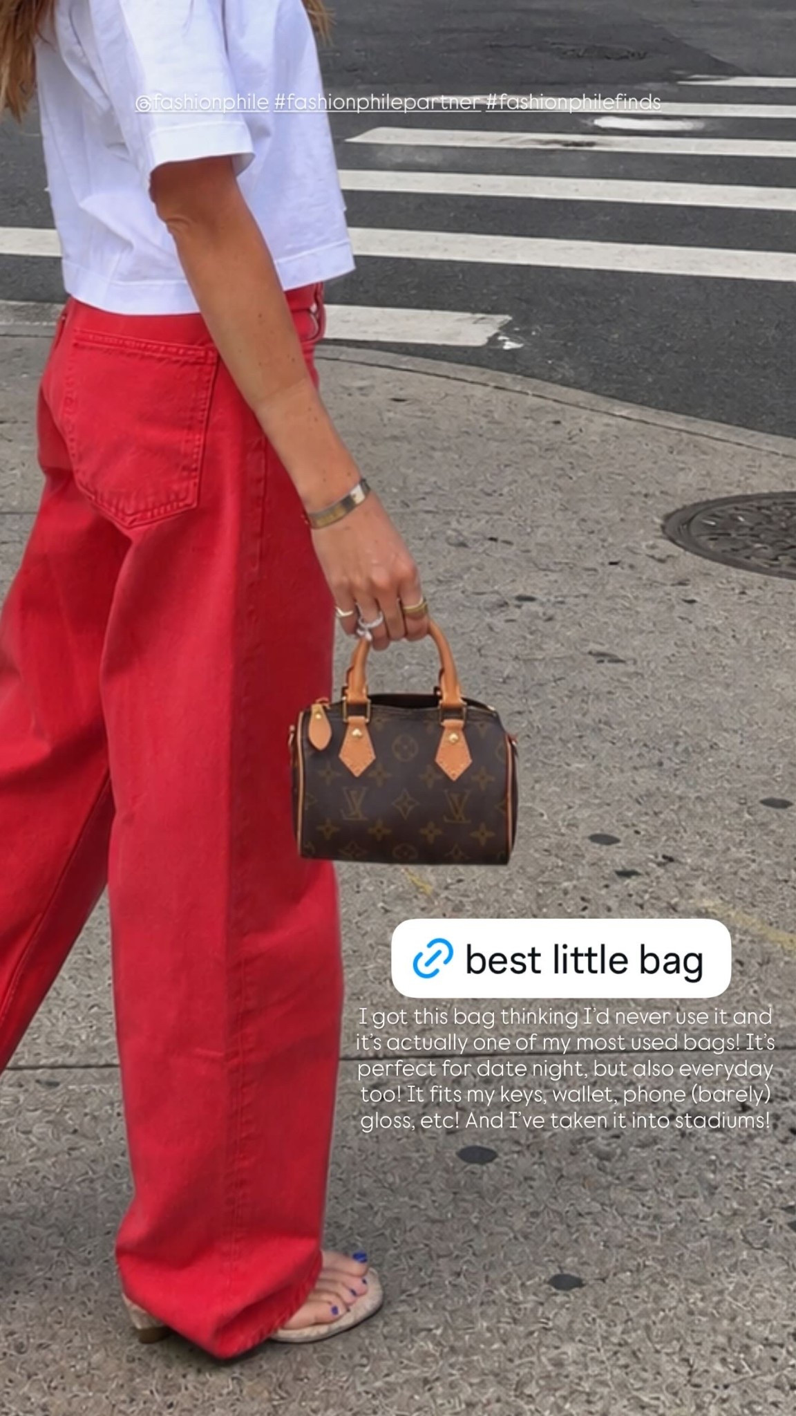 I got this bag thinking I’d never use it and it’s actually one of my most used bags! It’s perfect for date night, but also everyday too! It fits my keys, wallet, phone (barely) gloss, etc! And I’ve taken it into stadiums! @fashionphile #fashionphilepartner #fashionphilefinds