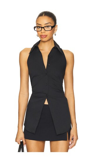 Loch Sleeveless Poplin Button Up in Black | Revolve Clothing (Global)