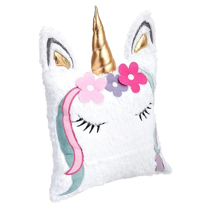 Amazon Basics Kids Unicorn Kingdom Decorative Pillow - Unicorn Face | Amazon (US)
