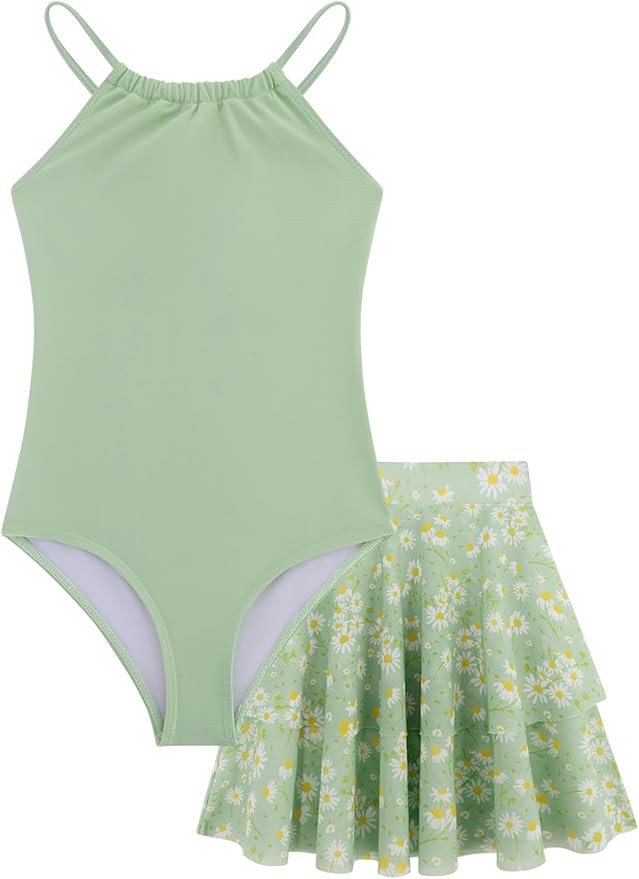 Girls One Piece Swimsuits with Mesh Skirt Tanikini Bathing Suit Swimwear 6-14Y | Amazon (US)