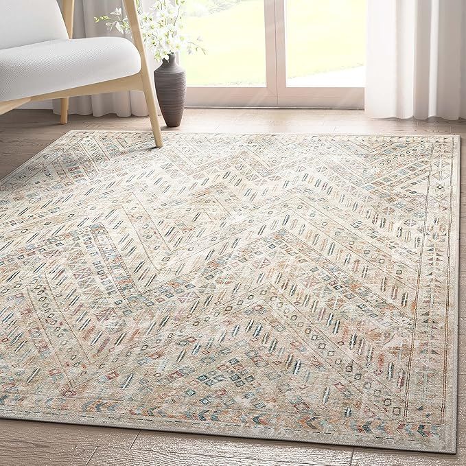 Well Woven Asha Collection Elegant Ivory Tribal 5x7 Rug Perfect for Living Room Dining Room or Be... | Amazon (US)