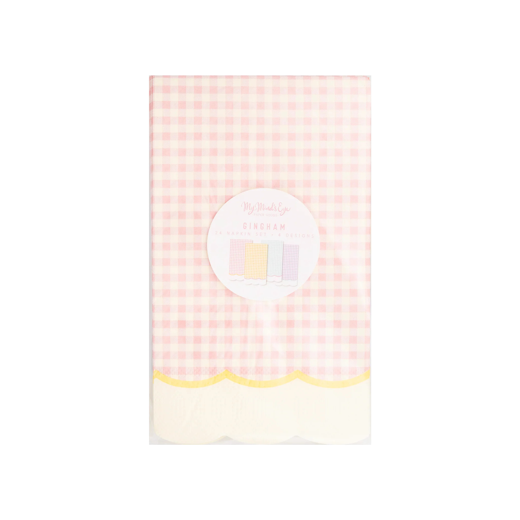 Gingham Scallop Fringe Paper Dinner Napkin Set | My Mind's Eye