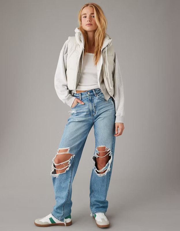 AE Vegan Leather Cropped Puffer Vest | American Eagle Outfitters (US & CA)