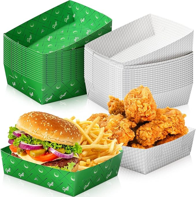 Sawysine 36 Pack Golf Party Favors Large Golf Plates 5lb Paper Serving Trays Nachos Food Boats Di... | Amazon (US)