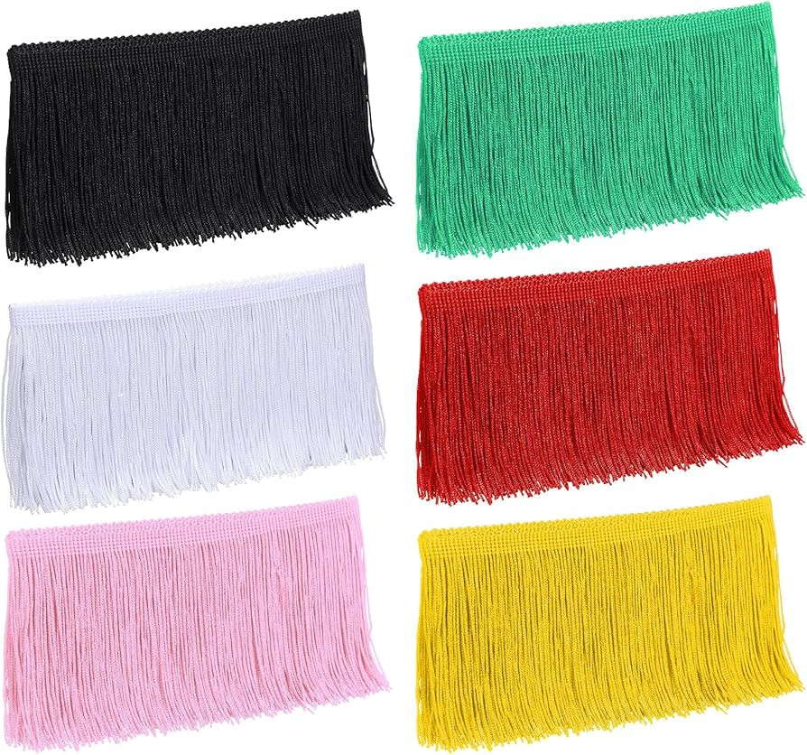 6 Rolls/12 Yards Fringe Trim Lace Polyester Tassel Trim Multi-Colored Fringe Tassel Trim Lace Tri... | Amazon (US)