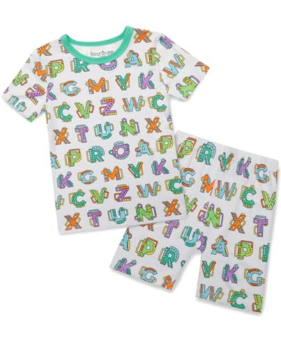 babee Reshinee Bamboo Viscose Toddler Alphabet Pajamas Boys Girls Kids Baby Cool Short Summer Pjs Set 12-18 Months Two Piece | Amazon (US)