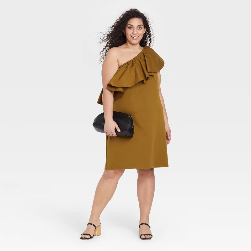 Women's One Shoulder Ruffle Sleeveless Dress - A New Day™ | Target