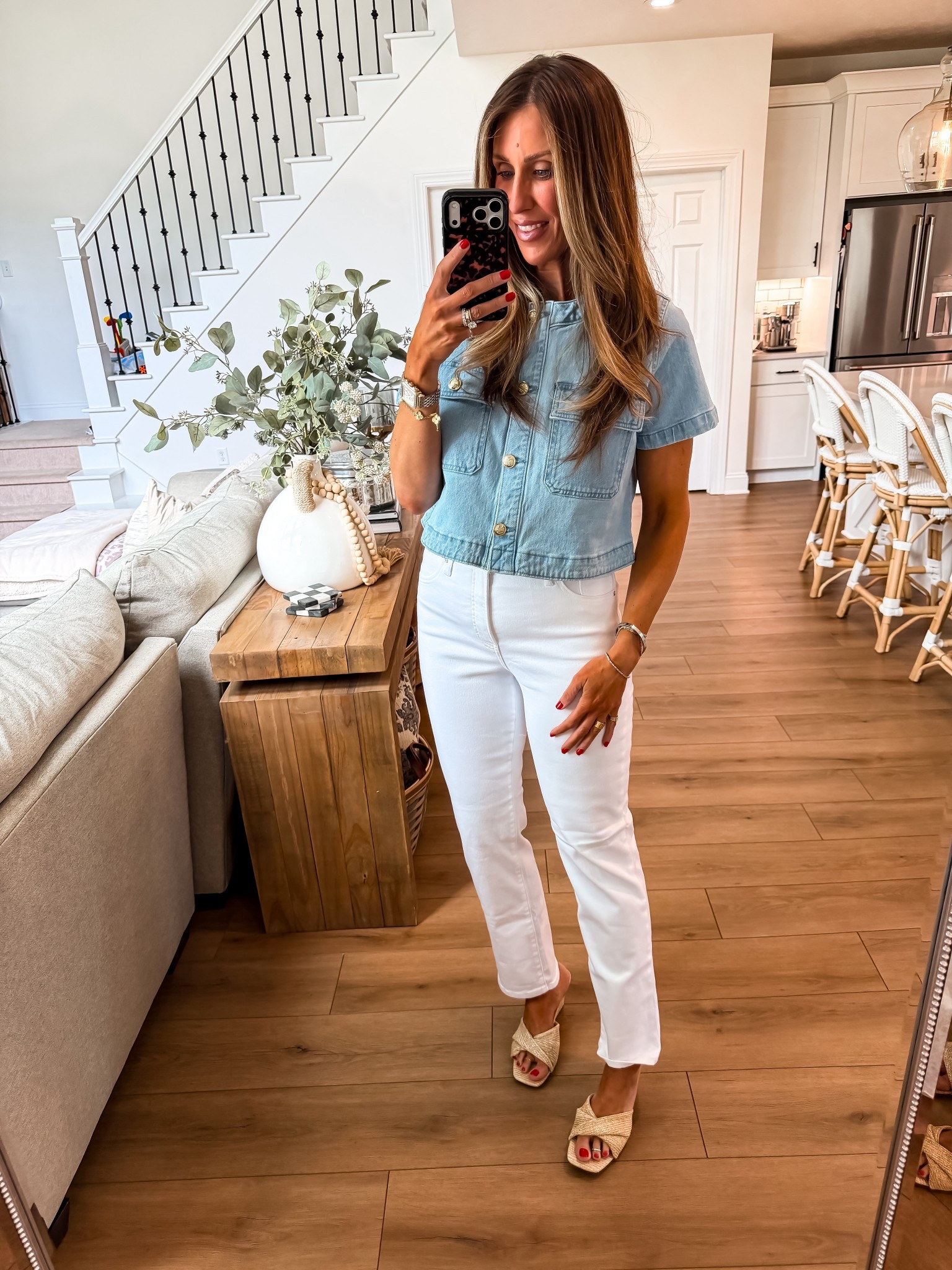 Size medium denim jacket
Size white jeans 


#LTKootd #LTKOver40