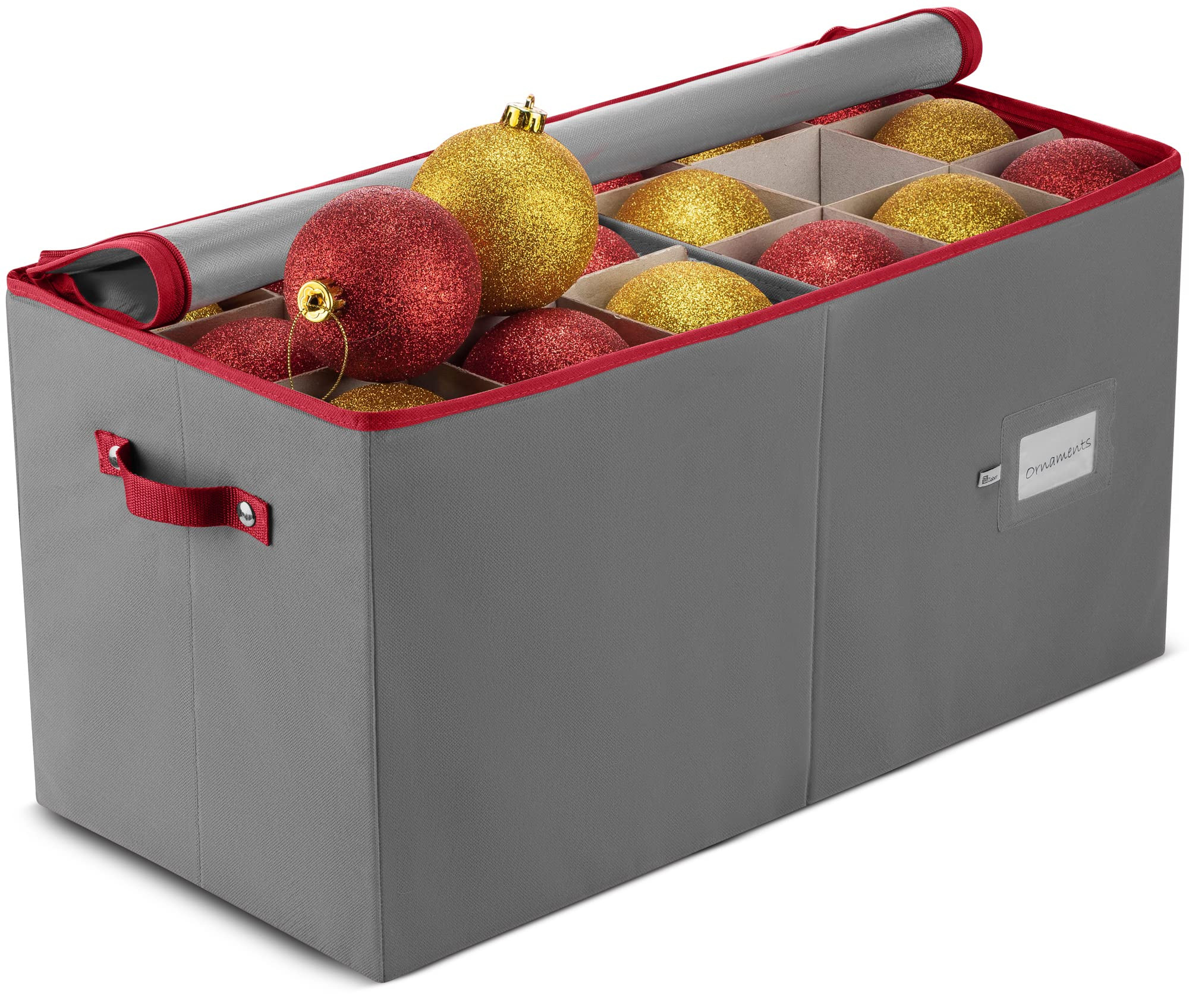 ZOBER Large Christmas Ornament Storage Box - Stores 54 4" Large Ornaments, With Dividers - Orname... | Amazon (US)