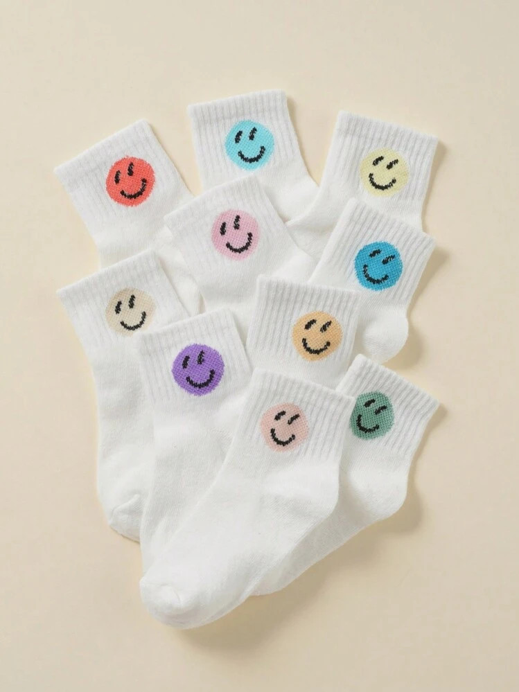 10 pairs smiley face socks | SHEIN