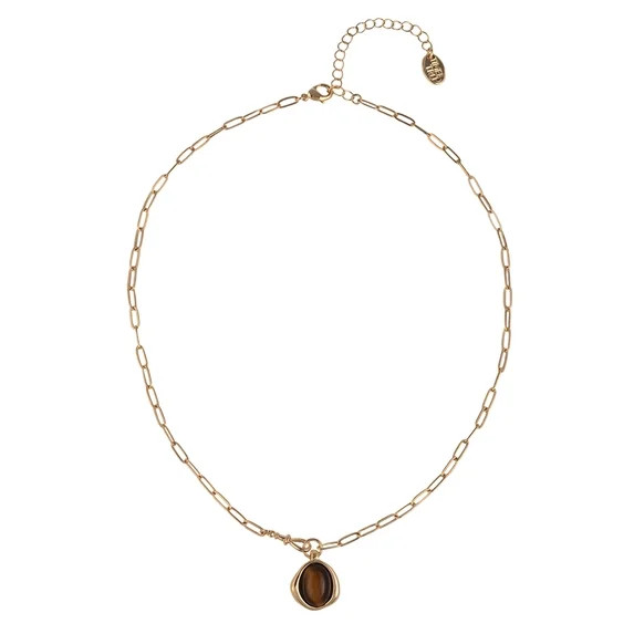 Time and Tru Goldtone Tiger Eye Round Pendant Necklace | Walmart (US)