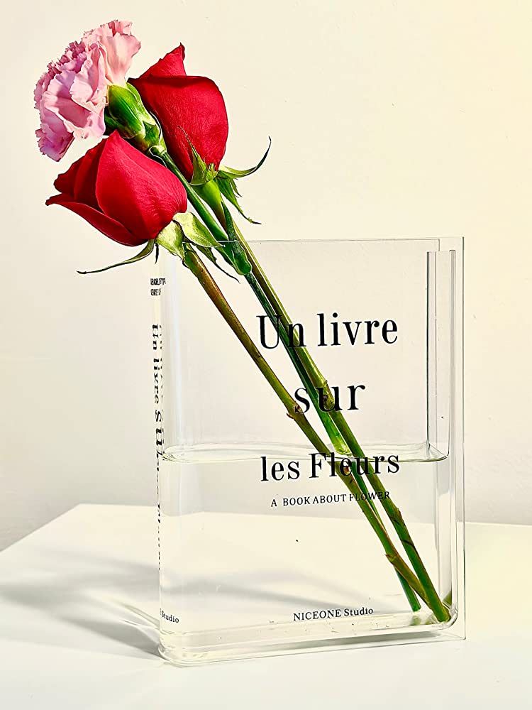 Book Vase Clear Acrylic for Flowers, Unique Flower Vases Aesthetic Room Decor Artistic for Modern... | Amazon (US)